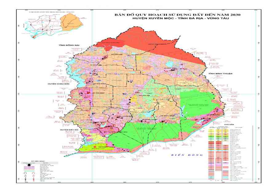 Miêu tả tiềm năng của huyện Xuyên Mộc trên bản đồ quy hoạch
